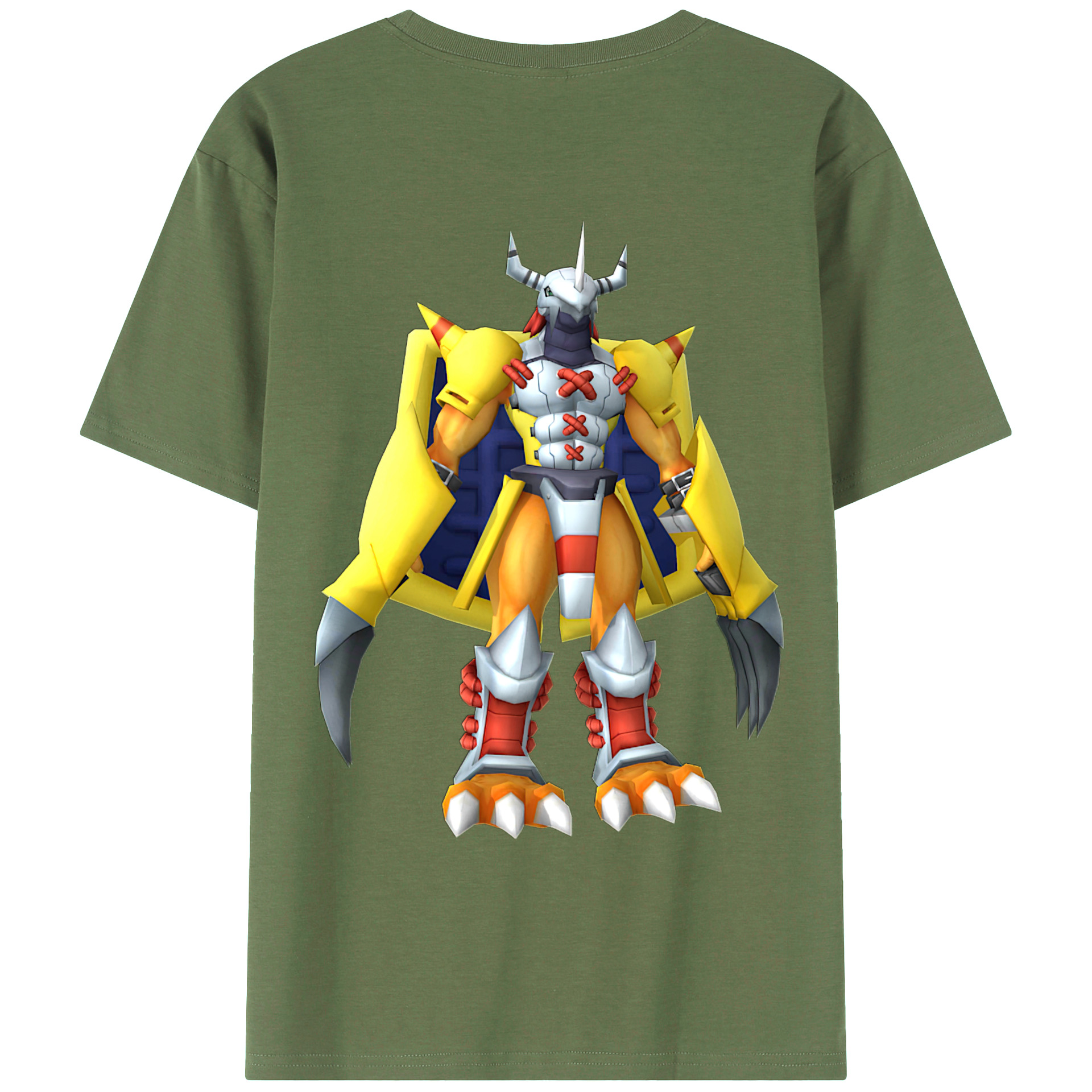 （画像用） Digimon デジタルモンスター/デジモン 綿100％ メンズ半袖Tシャツ（バックプリント） 通気性